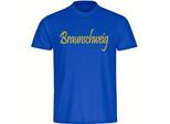 multifanshop Herren T-Shirt - Braunschweig - Schriftzug - Druck gelb - Männer
