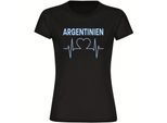 multifanshop Damen T-Shirt - Argentinien - Herzschlag - Druck hellblau - Frauen