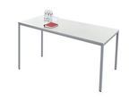 Schäfer Shop Pure Stahlrohrtisch, Rechteck, Quadratrohrfuss, B 1600 x T 700 x H 720 mm, lichtgrau/weissaluminium