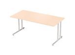 Schäfer Shop Select Schreibtisch COMBITEC, Rechteck, C-Fuss, B 1800 x T 800 x H 677-817 mm, Ahorn/weissaluminium