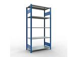 Schulte Lagertechnik Fachbodenregal MULTIplus150, Steck-Grundregal, B 1000 x T 500 x H 2000 mm, 5 Ebenen, bis 1300 kg, enzianblau/verzinkt