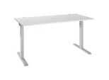 Schäfer Shop Select Schreibtisch ERGO-T 2.0, Rechteck, T-Fuss, B 1600 x T 800 x H 675-895 mm, lichtgrau/weissalu