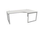 Schäfer Shop Genius Winkelschreibtisch MODENA FLEX, 90°, Bügelfuss, Ansatz rechts, B 2000 mm, lichtgrau