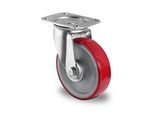 CASCOO Lenkrolle N2U6, mit Rad-ø 200 mm x B 48 mm, Polyamid-Felge, Polyurethan-Lauffläche, rot, Rollenlager, bis 350 kg