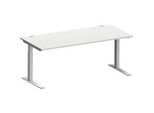 Schäfer Shop Genius Schreibtisch MODENA FLEX, C-Fuss-Rechteckrohr, B 1800 x T 800 mm, lichtgrau/weissalu