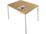 Schäfer Shop Pure Stahlrohrtisch, Rechteck, Quadratrohrfuss, B 1200 x T 700 x H 720 mm, Buche/weissaluminium