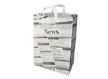Tragetaschen Papstar Newsprint, bis 5 kg, mit Tragegriff, L 440 x B 320 x H 170 mm, Kraftpapier, grau-schwarz, 50 Stück