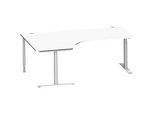 Schäfer Shop Genius Winkelschreibtisch MODENA FLEX 90°, Ansatz links, T-Fuss-Rundrohr, B 2000 mm, weiss/weiss
