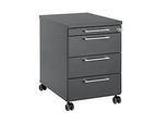 Rollcontainer 1333, 3 Schübe & 1 Utensilienauszug, abschliessbar, eckige Griffe, Holz/Stahl/Kunststoff, B 434 x T 800 x H 613 mm, graphit