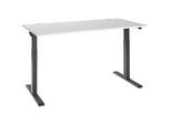 Schäfer Shop Select Schreibtisch ERGO-T 2.0, elektrisch höhenverstellbar, Rechteck, T-Fuss, B 1600 x T 800 x H 715-1205 mm, lichtgrau/anthrazit
