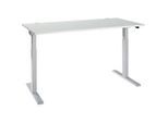 Schäfer Shop Select Schreibtisch ERGO-T 2.0, elektrisch höhenverstellbar, Rechteck, T-Fuss, B 1600 x T 800 x H 715-1205 mm, lichtgrau/weissalu