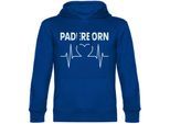 multifanshop Kapuzen Sweatshirt - Paderborn - Herzschlag - Druck weiß - Hoodie