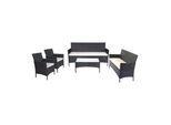 3-2-1-1 Poly-Rattan Garten-Garnitur Hamar, Lounge-Set Sitzgruppe Sofa ~ anthrazit, Kissen creme
