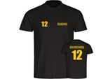 multifanshop Herren T-Shirt - Braunschweig - Trikot Nummer 12 - Druck gelb - Männer