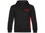 multifanshop Kapuzen Sweatshirt - Bayern - Brust & Seite - Druck rot - Hoodie