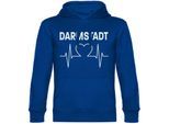 multifanshop Kapuzen Sweatshirt - Darmstadt - Herzschlag - Druck weiß - Hoodie