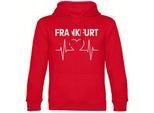 multifanshop Kapuzen Sweatshirt - Frankfurt - Herzschlag - Druck weiß - Hoodie