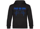 multifanshop Kapuzen Sweatshirt - Paderborn - Herzschlag - Druck blau - Hoodie