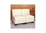 Modular 2-Sitzer Sofa Couch Moncalieri, Kunstleder ~ creme, ohne Armlehnen
