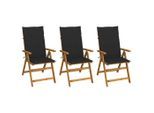 vidaXL Klappbare Gartenstühle 3 Stk. mit Auflagen Massivholz Akazie