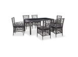 vidaXL 7-tlg. Garten-Essgruppe Poly Rattan Grau