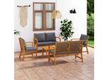 vidaXL 5-tlg. Garten-Lounge-Set mit Auflagen Massivholz Akazie