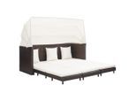 vidaXL Ausziehbares 3-Sitzer-Schlafsofa mit Dach Poly Rattan Braun