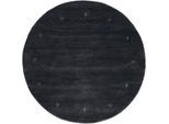 Wollteppich CARPETFINE "Gabbeh Uni", grau, H:15mm Ø:150cm, Wolle, Teppiche, reine Wolle handgewebt, Gabbeh Tiermotiv warmes Raumklima viele Größen