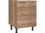 Spülenschrank NOBILIA "Structura", Ausrichtung wählbar, vormontiert, in den Breiten", braun (front und korpus: eiche havanna nachbildung), B:60cm H:87cm T:58,3cm, Schränke, Spülenschrank, 45 und 60 cm, mit höhenverstellbaren Sockelfüßen