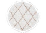 Hochflor-Teppich CARPETFINE "Eddy", beige, H:30mm Ø:160cm, Polyester, Teppiche, Fransenteppich, Shaggy Langflor mit Fransen, starke Größenauswahl, Wohnzimmer