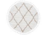 Hochflor-Teppich CARPETFINE "Eddy", beige, H:30mm Ø:200cm, Polyester, Teppiche, Fransenteppich, Shaggy Langflor mit Fransen, starke Größenauswahl, Wohnzimmer