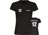 multifanshop Damen T-Shirt - Deutschland - Trikot Nummer 12 - Druck weiß - Frauen