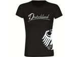 multifanshop Damen T-Shirt - Deutschland - Adler seitlich - Druck weiß - Frauen