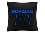 multifanshop Kissenbezug - Schalke - Herzschlag - Druck blau - Kissen