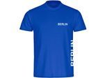 multifanshop Herren T-Shirt - Berlin blau - Brust & Seite - Druck weiß - Männer