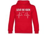 multifanshop Kapuzen Sweatshirt - Leverkusen - Herzschlag - Druck weiß - Hoodie