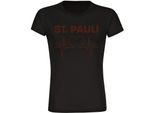 multifanshop Damen T-Shirt - St. Pauli - Herzschlag - Druck braun - Frauen