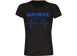 multifanshop Damen T-Shirt - Karlsruhe - Herzschlag - Druck blau - Frauen