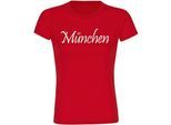 multifanshop Damen T-Shirt - München rot - Schriftzug - Druck weiß - Frauen