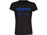 multifanshop Damen T-Shirt - München blau - Herzschlag - Druck blau - Frauen