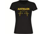 multifanshop Damen T-Shirt - Australien - Herzschlag - Druck gelb - Frauen