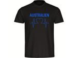 multifanshop Herren T-Shirt - Australien - Herzschlag - Druck blau - Männer