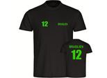 multifanshop Kinder T-Shirt - Brasilien - Trikot Nummer 12 - Druck gelb - Kind