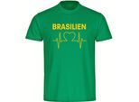 multifanshop Herren T-Shirt - Brasilien - Herzschlag - Druck gelb - Männer