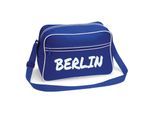 multifanshop Retrotasche - Berlin blau - Textmarker - Druck weiß - Tasche