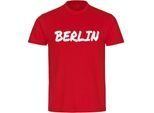multifanshop Herren T-Shirt - Berlin rot - Textmarker - Druck gold metallic - Männer