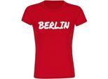 multifanshop Damen T-Shirt - Berlin rot - Textmarker - Druck weiß - Frauen