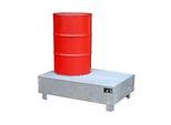 Auffangwanne BAUER WM-2/200, Stahl, unterfahrbar, feuerverzinkt, mit Gitterrost, B 800 x T 1200 x H 365 mm, 2 x 200 l