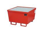 Auffangwanne BAUER AM-1, mit Gitterrost, Stahl, 215 l, B 800 x T 800 x H 545 mm, rot