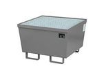 Auffangwanne BAUER AM-1, mit Gitterrost, Stahl, 215 l, B 800 x T 800 x H 545 mm, grau